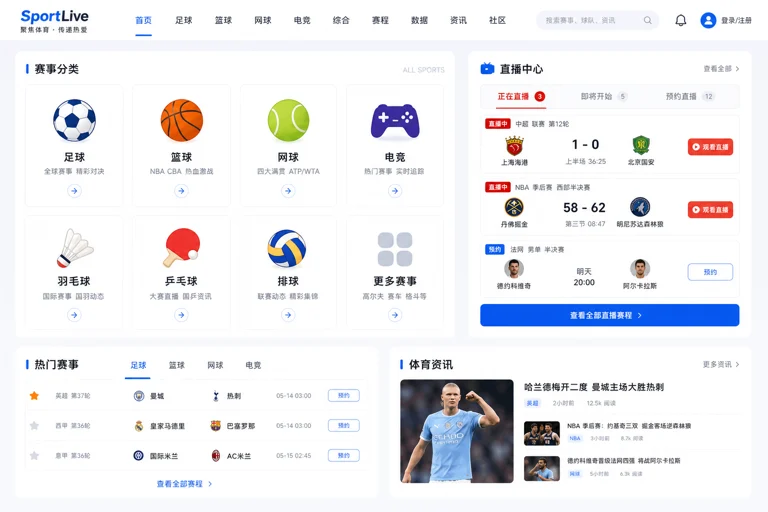 XINGKONG栏目页面与赛事直播入口示意图